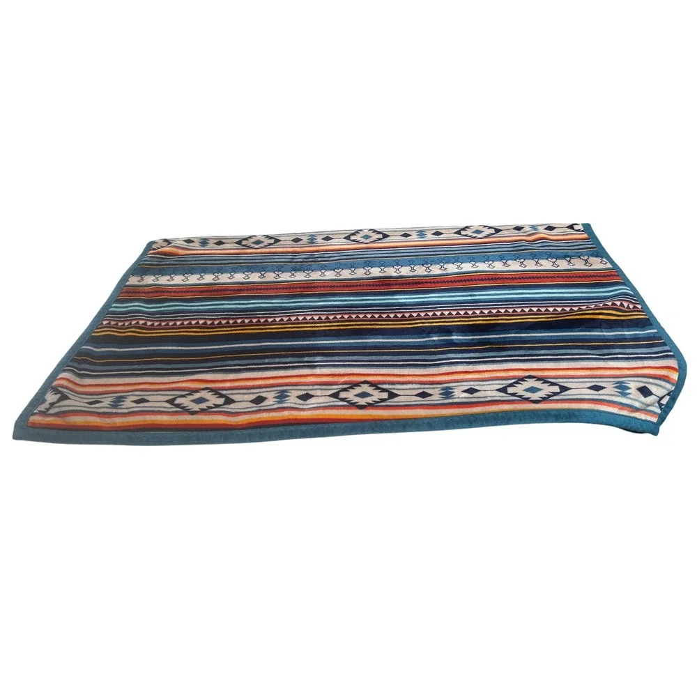 Southwestern Stripe Sherpa‎ Lined Throw Blanket